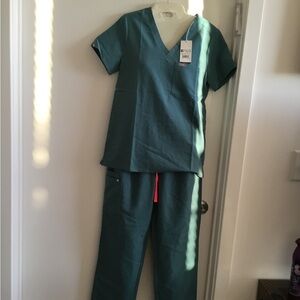 Figs Deep Teal Green V-Neck Scrub Set
